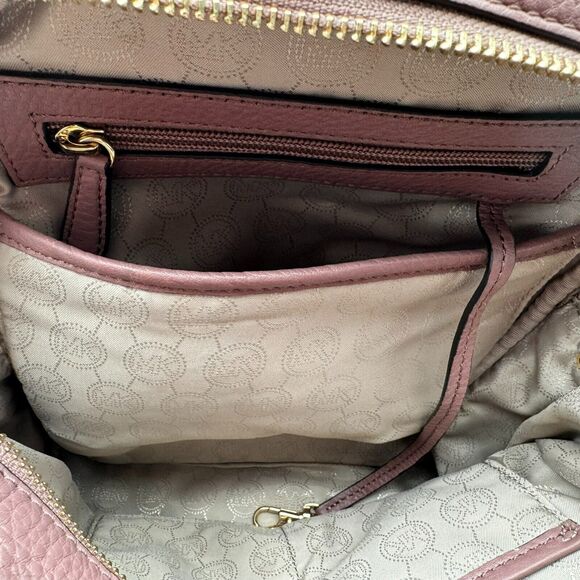 MICHAEL KORS Dusky Rose Rhea Zip Medium Leather Backpack Purse Adjustable Straps - Picture 11 of 12